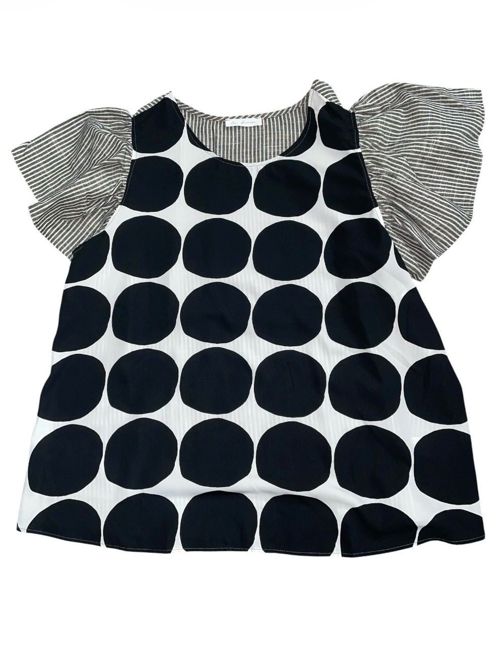 Ces Femme Contrast Polka Dot Blouse Top